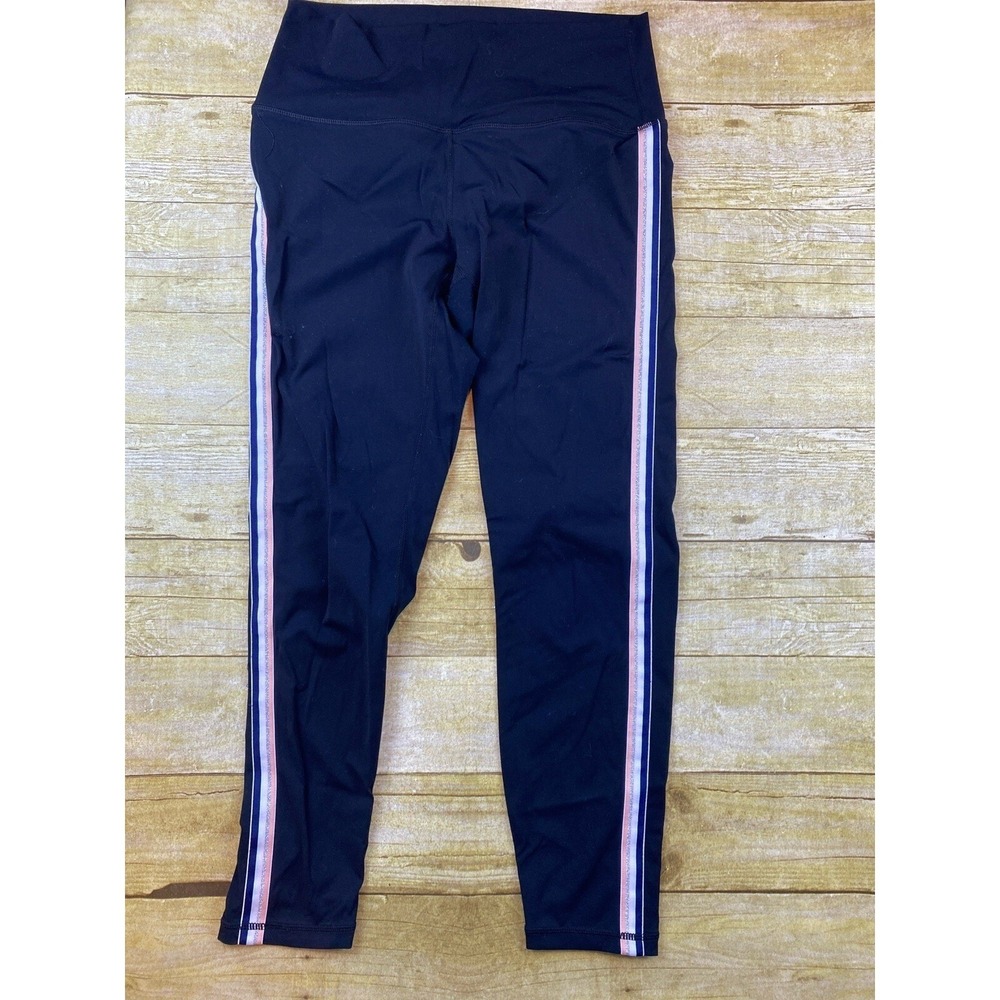 Zyia‎ Active Legging Black Pink White Side Stripe Women's Size 6-8